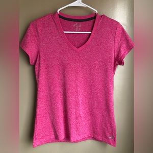 Pink Semi-fitted Athletic V-neck Shirt